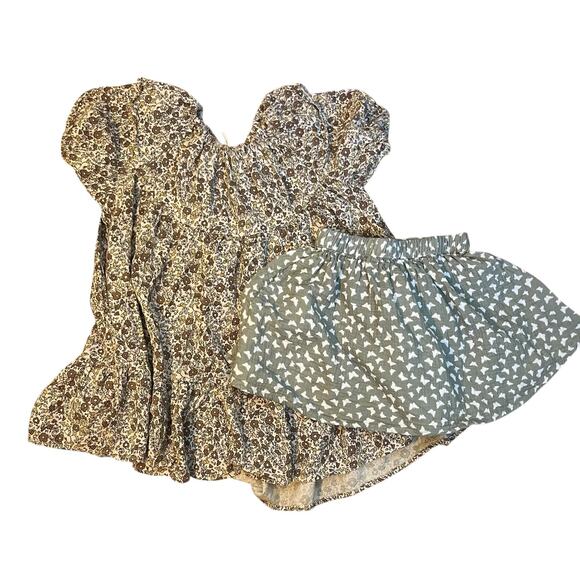 Rylee + Cru Floral Puff Sleeve Tiered Hem Dress Gauze Butterfly Print Skirt 4-5Y